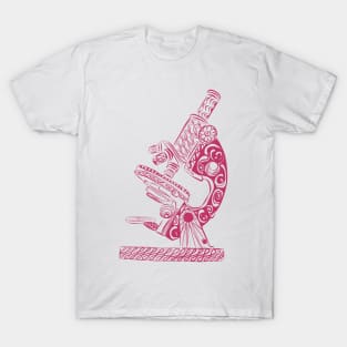 Scientific Microscope Line Drawing (Magenta) T-Shirt